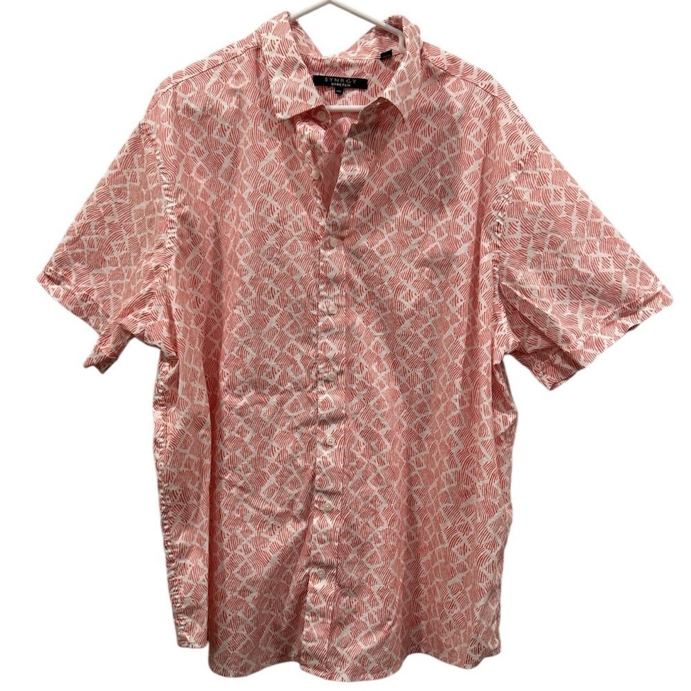 Synrgy Men's stretch Pink Patterned Shirt